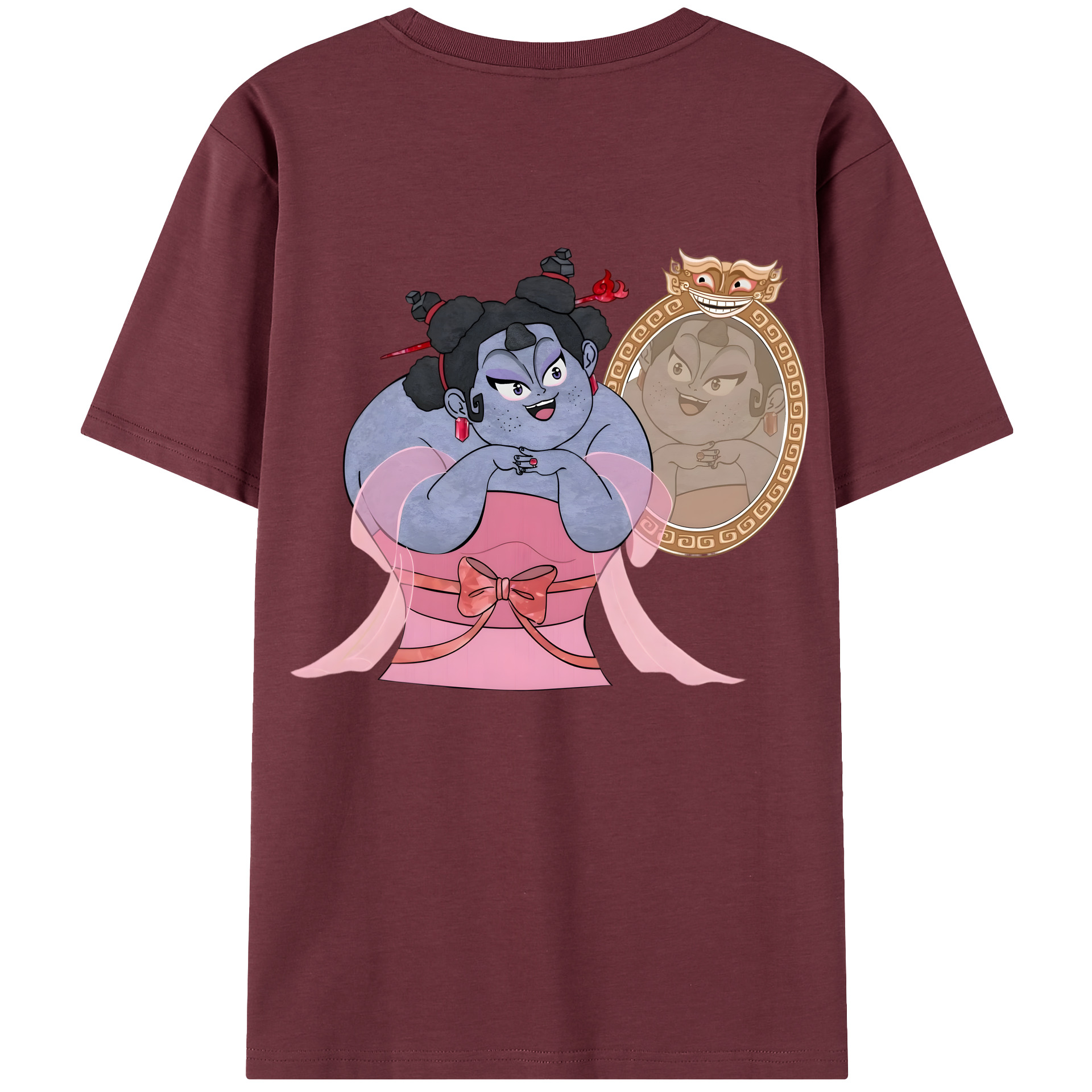 （画像用） Ne Zha 2 ナタ 魔童の大暴れ 綿100％半袖Tシャツ（背面プリント）